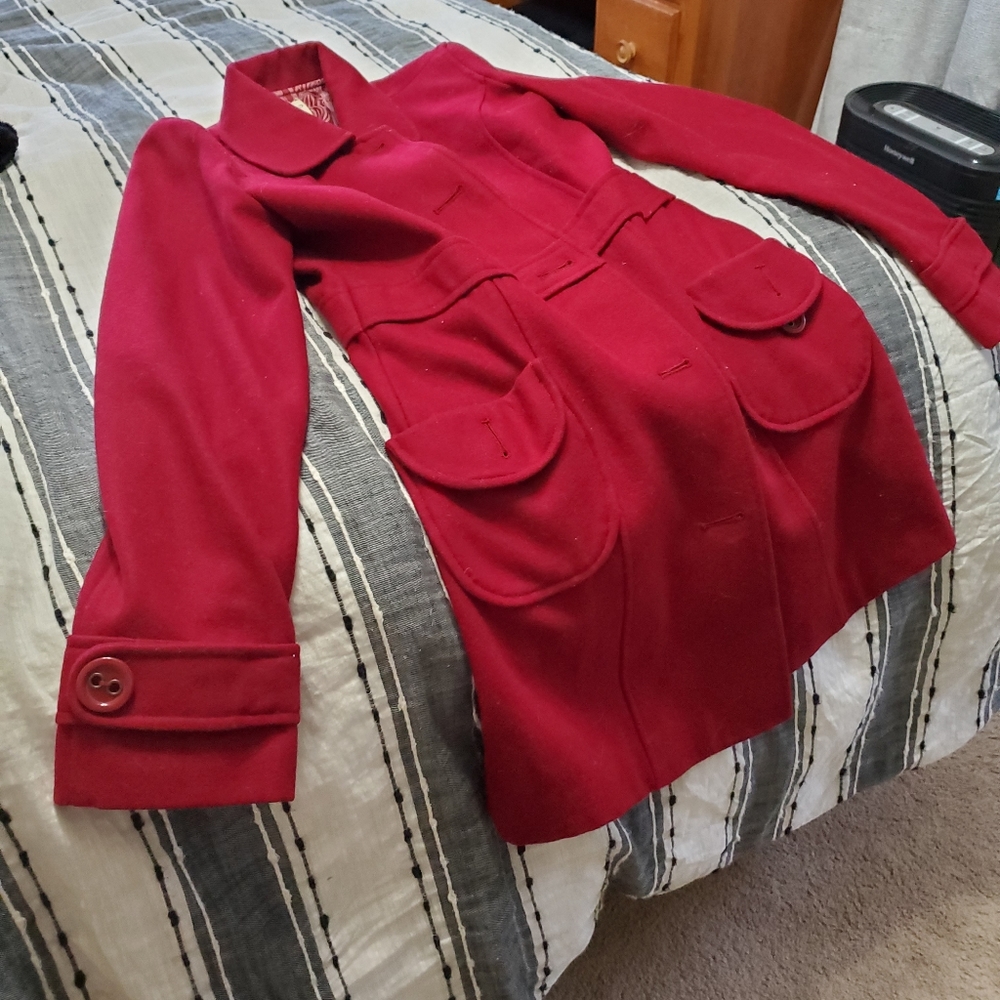 Tulle Red Wool Button Winter Coat  Going to Goodwill Soon!